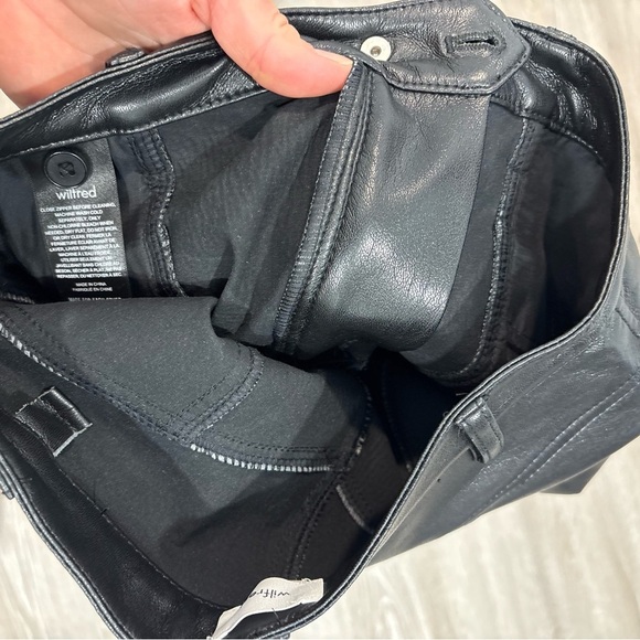 Wilfred Rebel Pants Straight Slim Mid Rise Black Leather Pants sz 0 - Picture 5 of 13